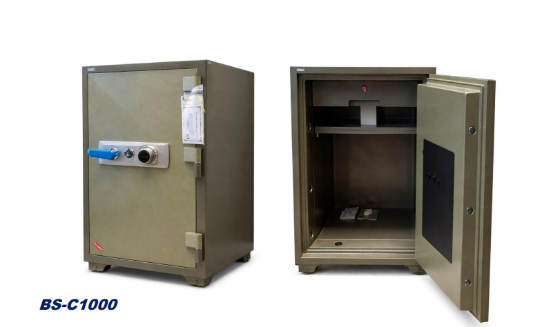 CAJA FUERTE DE ALTA SEGURIDAD CONTRA INCENDIO - BS-C1000 CON COMBINACIÓN Y LLAVE DE PUNTOS.