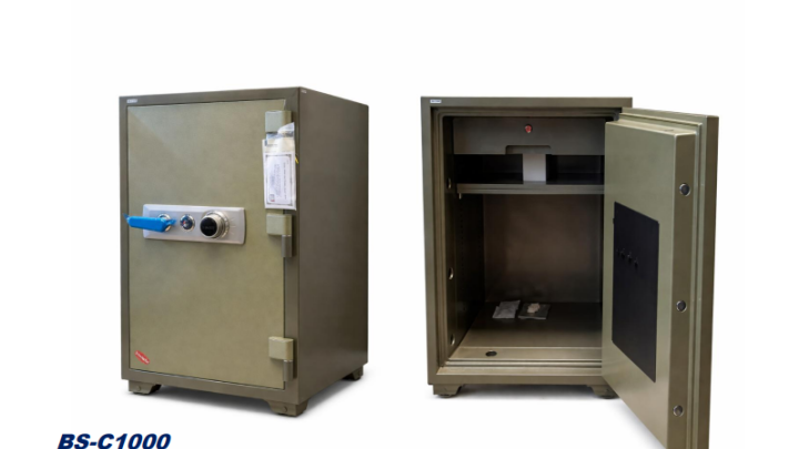 CAJA FUERTE DE ALTA SEGURIDAD CONTRA INCENDIO - BS-C1000 CON COMBINACIÓN Y LLAVE DE PUNTOS.