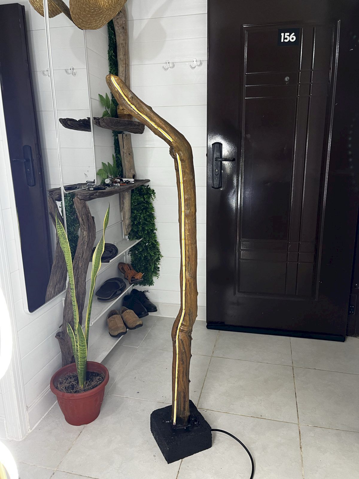 Lámpara de piso Palma Seca · 140 cm, luz cálida
